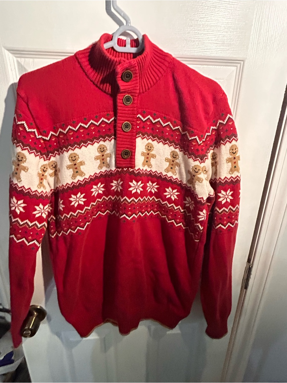 Vintage Gymboree Red Festive Holiday Sweater with Gingerbread Motif
